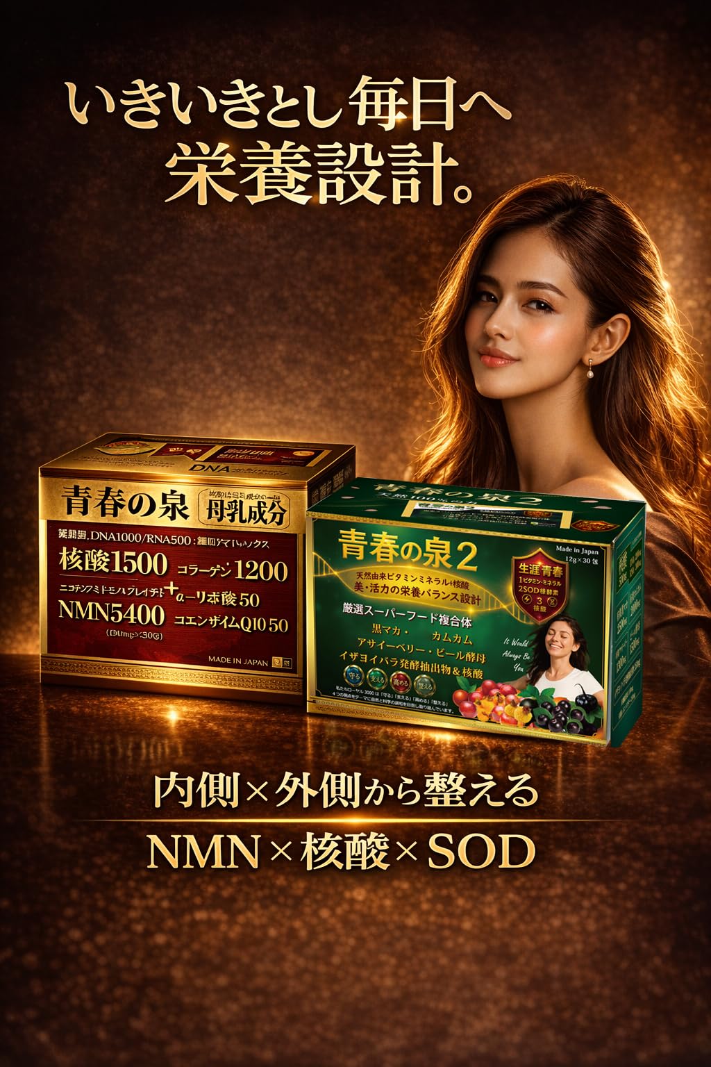 Amazon | NMN5400 核酸1500 サプリメント 日本製 青春の泉＆青春の泉2